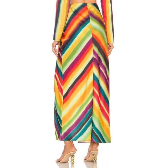 Ronny Kobo Angie Skirt Multi Color Maxi High Slit - Picture 3 of 9